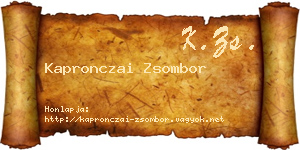 Kapronczai Zsombor névjegykártya